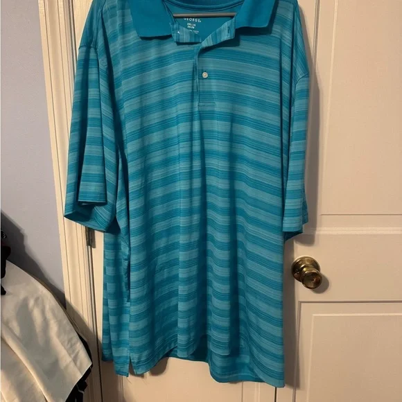 George Men's Teal Striped Polo Shirt - Picture 7 of 7